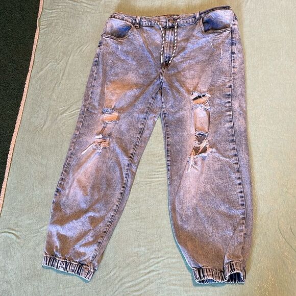 Celebrity Pink Denim - Celebrity Pink Jeans Womens XL Blue ripped Denim Elastic Ankle & Waist